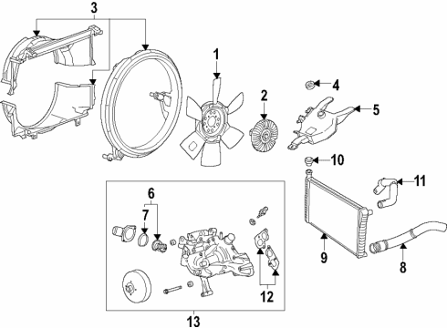2021 Chevrolet Express 2500 Cooling System, Radiator, Water Pump, Cooling Fan Clutch Asm-Fan Blade Diagram for 84362767
