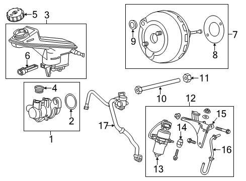 2015 Chevrolet Sonic Dash Panel Components Power Brake Booster Kit(Vacuum) Diagram for 95491189