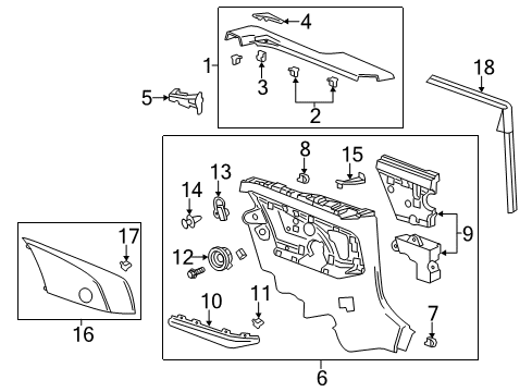 2014 Chevrolet Camaro Interior Trim - Quarter Panels Air Deflector Diagram for 92219688