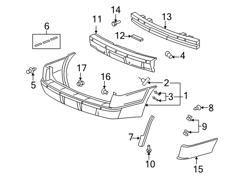 2005 Pontiac Montana Rear Bumper Rivet-Front Floor Console Trim Plate *Ebony Diagram for 21036860