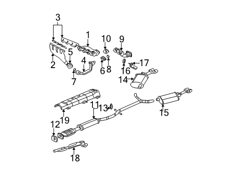2000 Cadillac DeVille Exhaust Components Engine Exhaust Manifold Assembly Diagram for 12564185