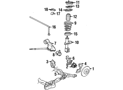 1990 Buick Reatta Front Brakes Caliper Kit, Front Brake Diagram for 18017156