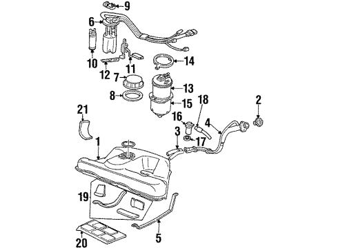 1993 Cadillac Eldorado Emission Components Oxygen Sensor Diagram for 19211435