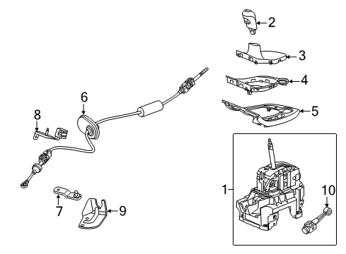 2011 Saab 9-5 Center Console Control Cable Diagram for 13240821