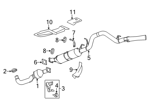 2014 GMC Sierra 3500 HD Diesel Aftertreatment System Converter & Pipe Diagram for 22887212