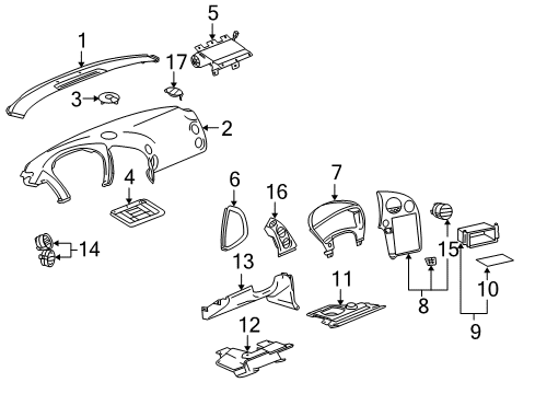 2004 Pontiac Grand Prix Cluster & Switches, Instrument Panel Insulator Asm-Instrument Panel Diagram for 15799256