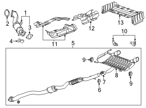 2015 Cadillac ATS Exhaust Components Converter & Pipe Brace Diagram for 12653070