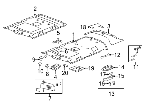 2009 Hummer H2 Interior Trim - Roof Dome Lamp Assembly Diagram for 25966025