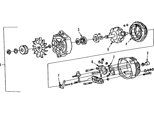 1985 Pontiac Fiero Alternator Bearing, Generator Rotor Shaft Slip Ring End Diagram for 9441879