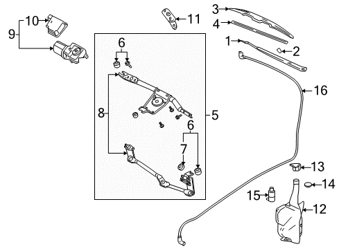 1997 Pontiac Sunfire Wiper & Washer Components Motor Kit, Windshield Wiper Diagram for 12336091