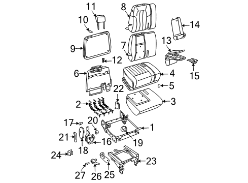2003 Buick Rendezvous Rear Seat Components Bolt/Screw, Rear Seat Latch To Back & Cushion Frame Diagram for 12531926