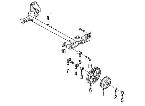 1987 Chevrolet Spectrum Rear Brakes Knuckle Diagram for 94161955