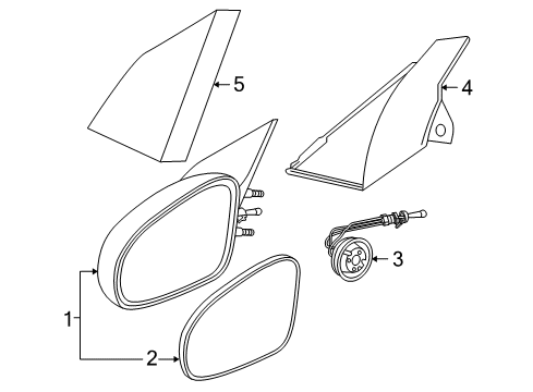 2005 Saturn Ion Outside Mirrors Applique, Outside Rear View Mirror Opening Diagram for 22721766