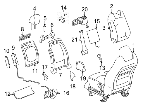 2017 GMC Acadia Limited Front Seat Components Headrest Guide Diagram for 22913784