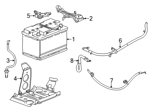 2015 Cadillac ATS Battery Hold Down Diagram for 23232597