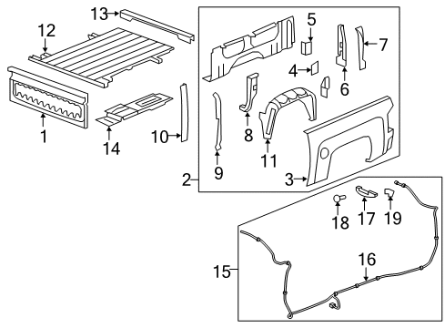 2014 Chevrolet Silverado 1500 Pick Up Box Components Wheelhouse Diagram for 23201349