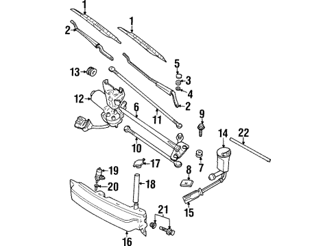 2000 Cadillac Catera Wiper & Washer Components Blade, Windshield Wiper Diagram for 9195187
