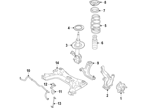 2015 Chevrolet City Express Front Suspension Components, Lower Control Arm, Stabilizer Bar Bearing Diagram for 19316671
