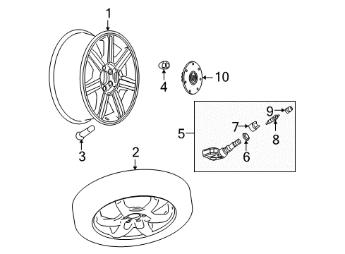 2004 Cadillac SRX Tire Pressure Monitoring Wheel Trim CAP Diagram for 9594307