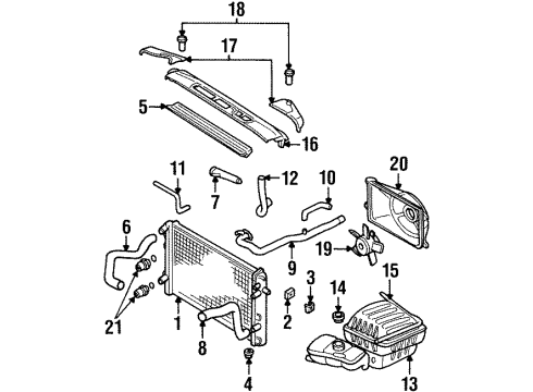 1997 Cadillac Catera Radiator & Components, Cooling Fan Coolant Radiator Diagram for 52463050