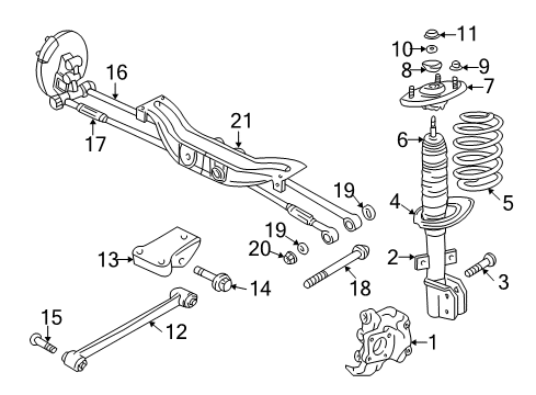 2007 Chevrolet Monte Carlo Rear Suspension Components, Stabilizer Bar Rear Suspension Strut Assembly Diagram for 88965468
