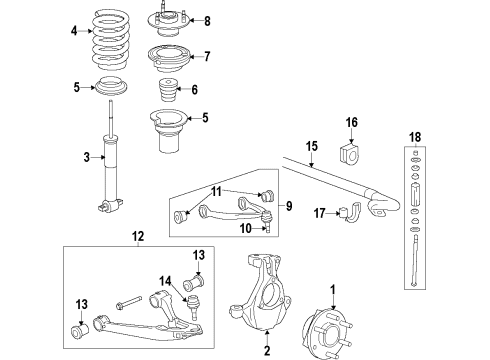 2009 GMC Sierra 1500 Front Suspension Components, Lower Control Arm, Upper Control Arm, Stabilizer Bar Shock Absorber Diagram for 20765177