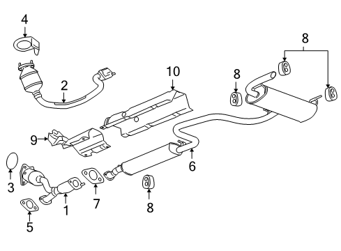 2008 Pontiac G6 Exhaust Components 3-Way Catalytic Convertor (W/ Exhaust Rear Manifold Pipe) Diagram for 15947648