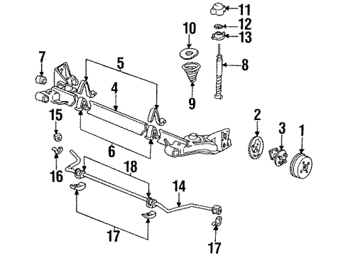 1988 Chevrolet Cavalier Rear Suspension Components, Stabilizer Bar & Components Rear Shock Absorber Assembly Diagram for 88945195