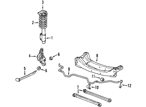 1999 Oldsmobile Alero Rear Suspension Components, Stabilizer Bar Hub & Bearing Diagram for 12413003