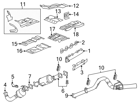 2007 Chevrolet Express 2500 Exhaust Components, Exhaust Manifold Center Muffler Gasket Diagram for 15126137