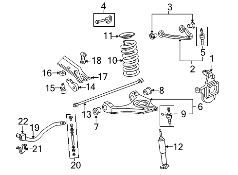 2007 GMC Sierra 1500 Suspension Components, Stabilizer Bar & Components Knuckle Steering Diagram for 19257047