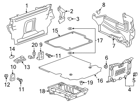 2016 Chevrolet Camaro Interior Trim - Rear Body Floor Cover Retainer Diagram for 19167704
