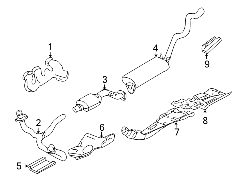 2003 Oldsmobile Bravada Exhaust Components, Exhaust Manifold Manifold Gasket Diagram for 88890561