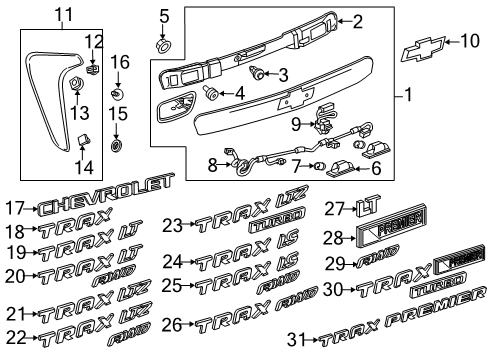 2015 Chevrolet Trax Exterior Trim - Lift Gate Spoiler Nut Diagram for 11571187