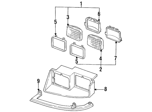 1986 Pontiac Grand Am Headlamps Headlamp Assembly Diagram for 5974145