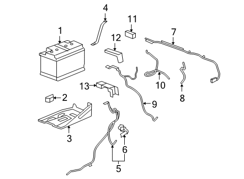 2010 GMC Sierra 1500 Hybrid Components, Battery, Cooling System Battery Tray Support Diagram for 10399558