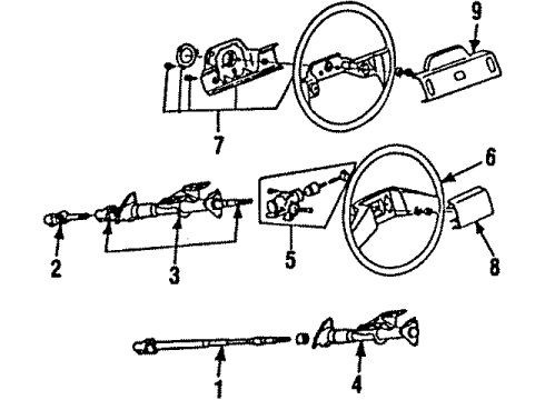 1985 Chevrolet Spectrum Steering Column & Wheel Cylinder, Steering Column Lock & Ignition Switch Diagram for 94148539
