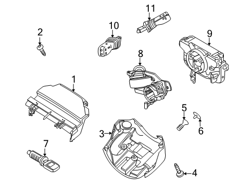 2008 Saturn Astra Shroud, Switches & Levers Upper Column Cover Screw Diagram for 11100351