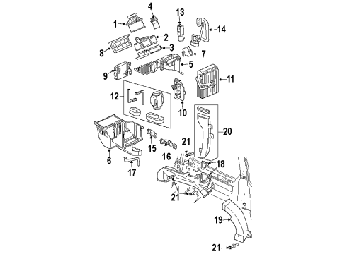 2001 Oldsmobile Silhouette Auxiliary Heater & A/C Resistor Asm-Auxiliary Blower Motor Diagram for 10279825