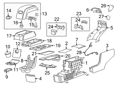 2008 GMC Acadia Rear Console Armrest Asm-Rear Floor Console *Light Ttnum Diagram for 25988048
