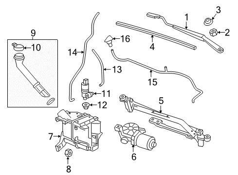 2020 Chevrolet Spark Wipers Arm Asm-Windshield Wiper Diagram for 95391364