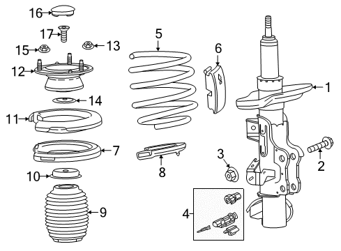 2018 Cadillac ATS Struts & Components - Front Strut Assembly Nut Diagram for 11612261