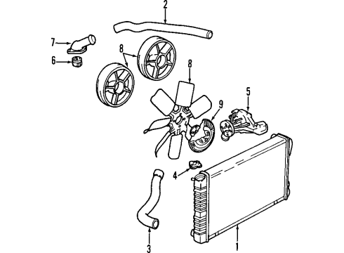1992 Chevrolet Caprice Cooling System, Radiator, Water Pump, Cooling Fan Radiator Inlet Hose (Upper) Diagram for 10108238