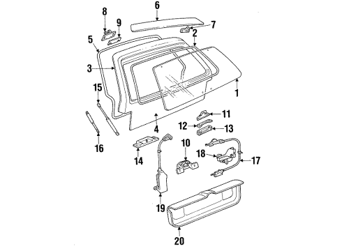 1991 Oldsmobile Cutlass Ciera Lift Gate Cylinder Kit, Rear Compartment Lid Lock (Uncoded) Diagram for 12507405