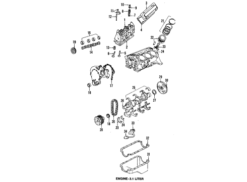 1995 Oldsmobile Achieva Automatic Transmission Arm Kit-Valve Rocker & Ball Diagram for 12521876