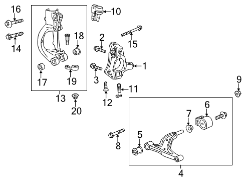 2015 Buick Regal Front Suspension Components, Lower Control Arm, Stabilizer Bar Knuckle Lower Bolt Diagram for 11611085