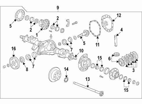 2021 Chevrolet Silverado 2500 HD Rear Axle, Differential, Propeller Shaft Outer Bearing Diagram for 25855296