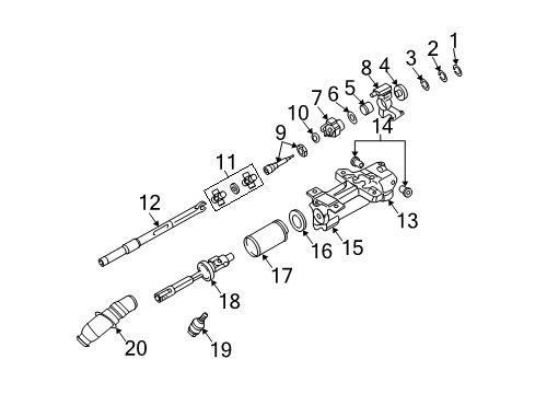 2008 Cadillac STS Shaft & Internal Components Upper Intermediate Steering Shaft Assembly Diagram for 15948486