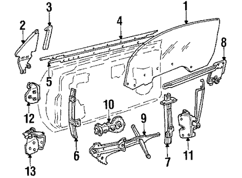 1989 Chevrolet Camaro Door - Glass & Hardware Front Side Door Lock Assembly Diagram for 16624903