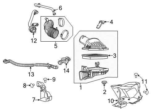 2020 Chevrolet Camaro Powertrain Control Air Cleaner Assembly Diagram for 84008589